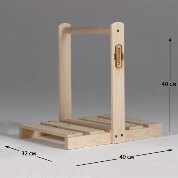 Дровница переноска деревянная, с высокой ручкой 40х32х40 см